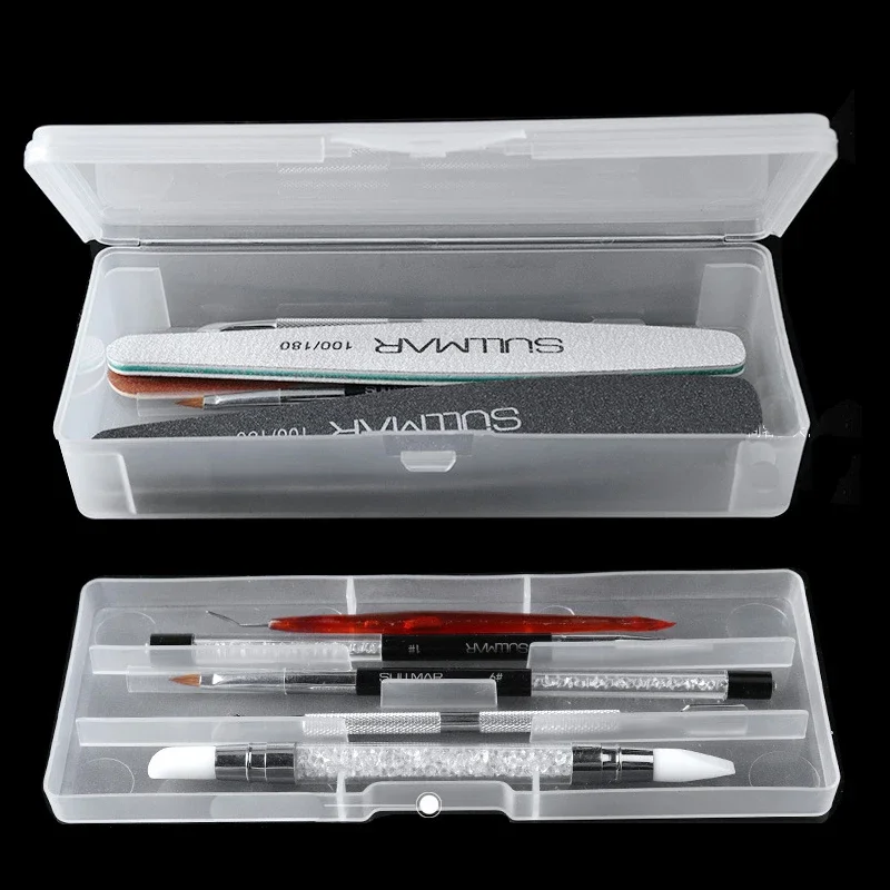 File Cabinet - 1 PC สี่เหลี่ยมผืนผ้า Double-Layer เล็บเครื่องมือที่ว่างเปล่ากล่องเก็บแหนบ Clippers