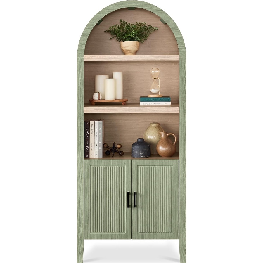 Bookshelf - ตู้เก็บของในครัวทรงโค้งสูง 72 นิ้ว พร้อมบานประตูแบบมีร่อง, ชั้นวางหนังสือ 5