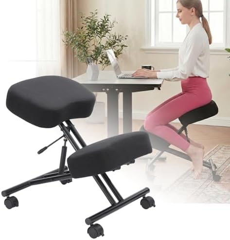 Office Chair - เก้าอี้สำหรับนั่งคุกเข่า บุผ้าลินิน ออกแบบตามหลักสรีรศาสตร์ เหมาะสำหรับใช้ในบ้านและสำนักงาน ปรับความสูงได้ |