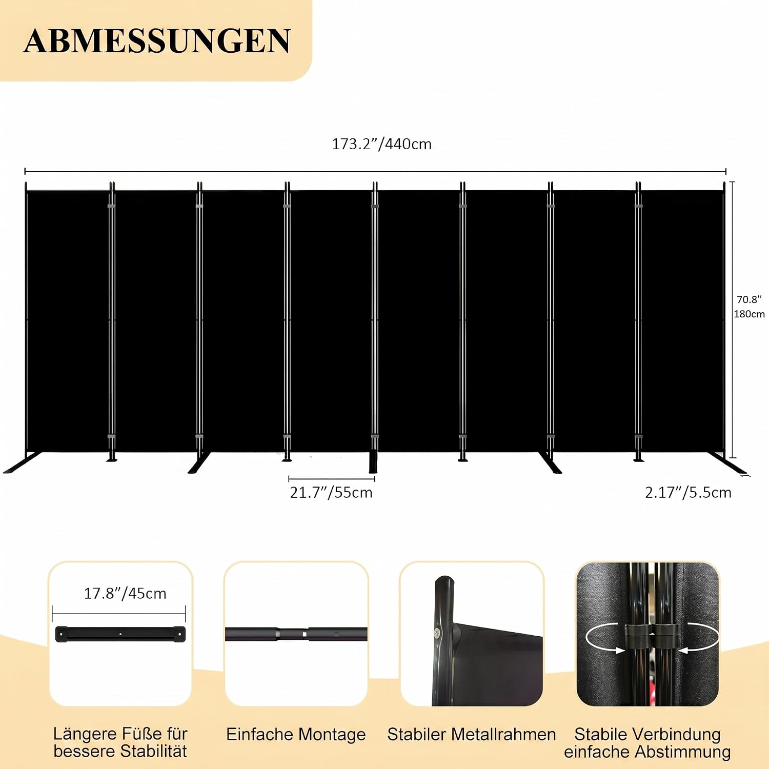 ฉากกั้นห้องแบบพับได้ 8 แผง สูง - Partition Screen Divider บทวิจารณ์และราคา