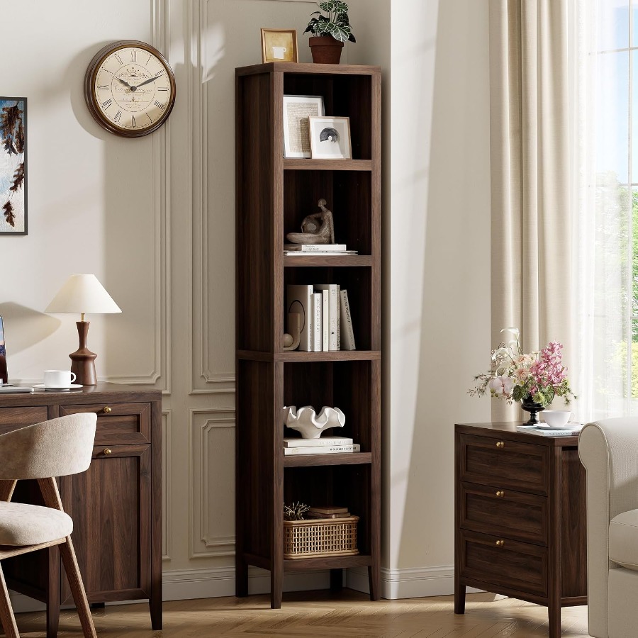 ชั้นวางหนังสือทรงสูงและแคบ ขนา - Bookshelf บทวิจารณ์และราคา