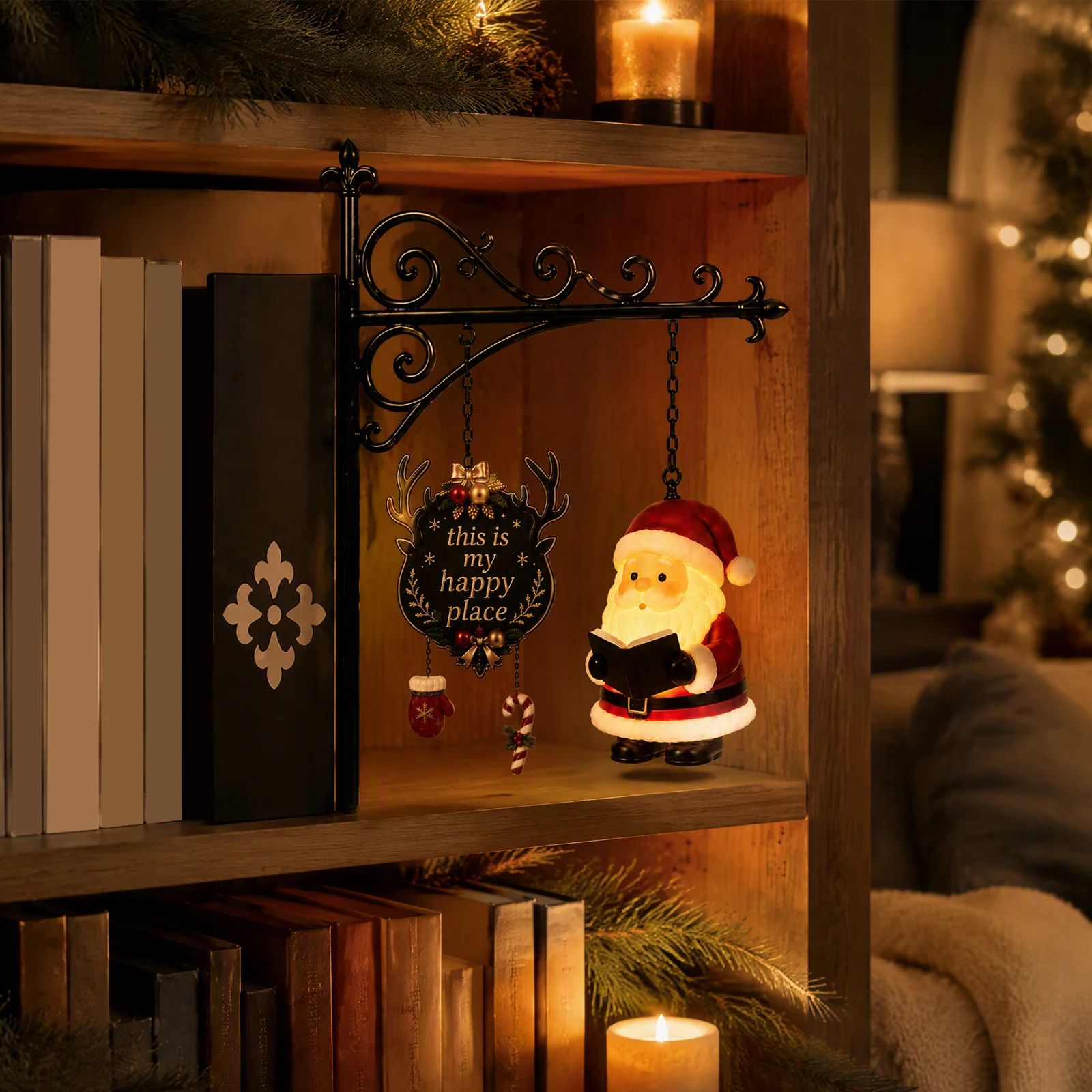 ตุ๊กตาซานตาคลอสคริสต์มาสตั้งชั - Bookshelf บทวิจารณ์และราคา